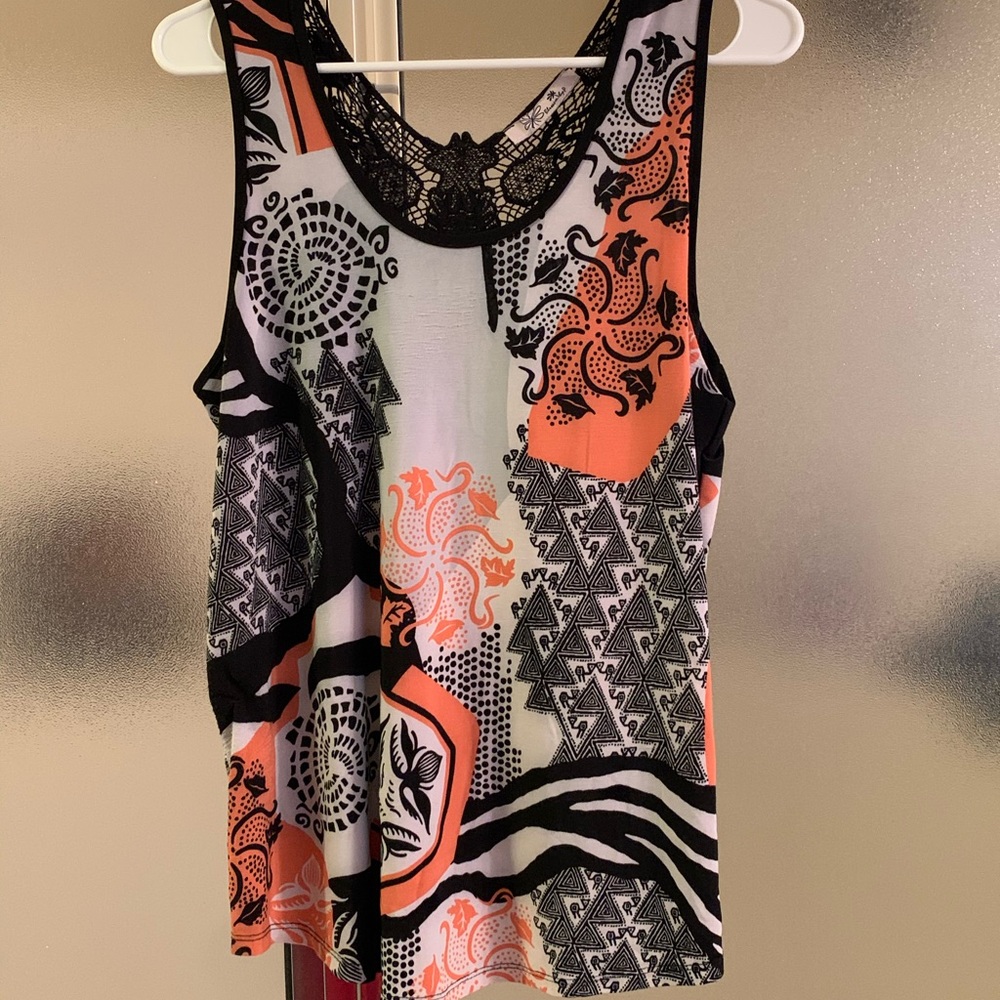 Multi color top with laced razor back